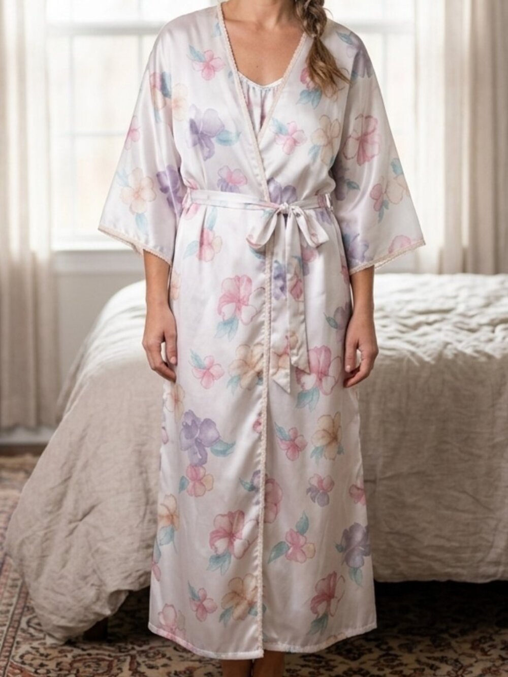 Vintage Carolyn Holt Renfrew Women's Maxi Nightgown & Robe Set Size L